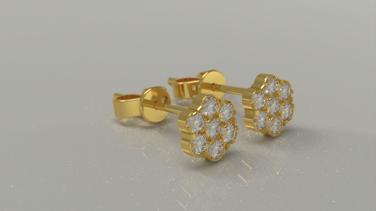 Cluster Stud Earrings 1.68ctw