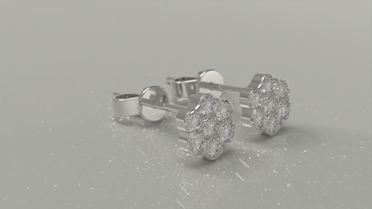 Cluster Stud Earrings 1.68ctw