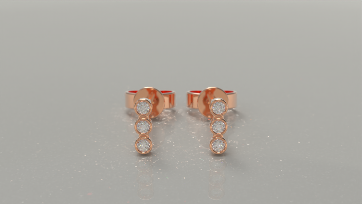 Mini Double Bar Stud Earrings 0.15ctw