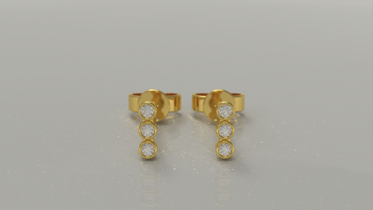 Mini Double Bar Stud Earrings 0.15ctw