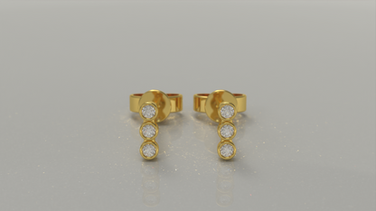 Mini Double Bar Stud Earrings 0.15ctw