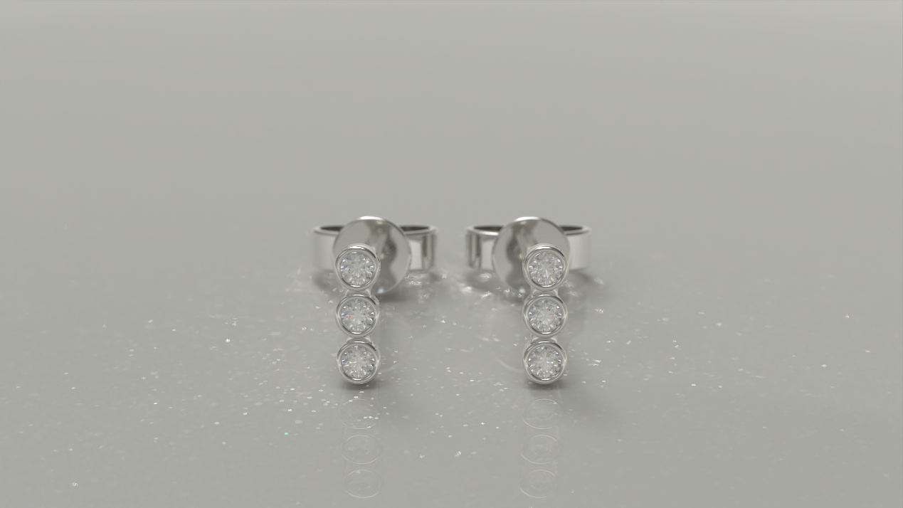 Mini Double Bar Stud Earrings 0.15ctw