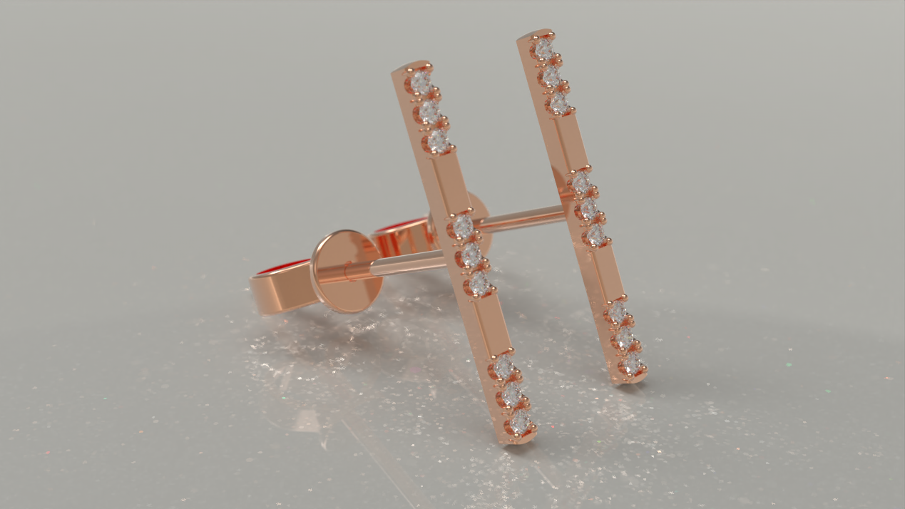 Double Bar Stud Earrings 0.19ctw