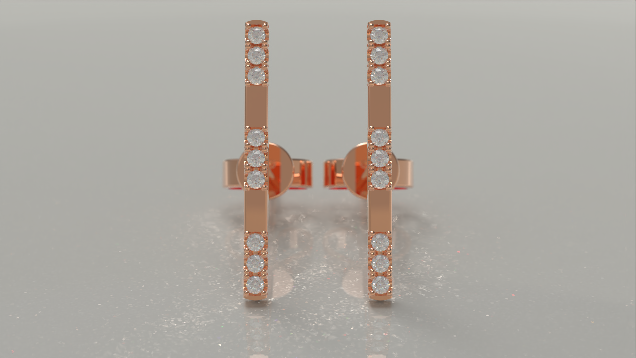 Double Bar Stud Earrings 0.19ctw