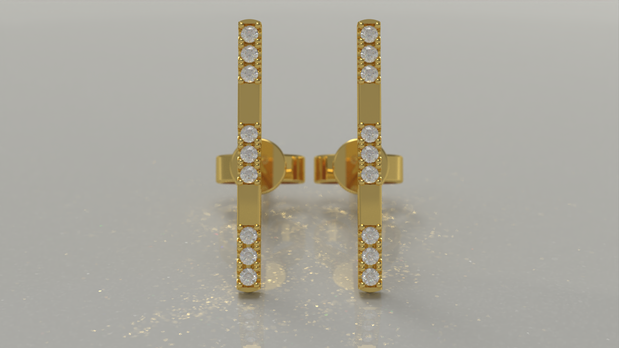 Double Bar Stud Earrings 0.19ctw