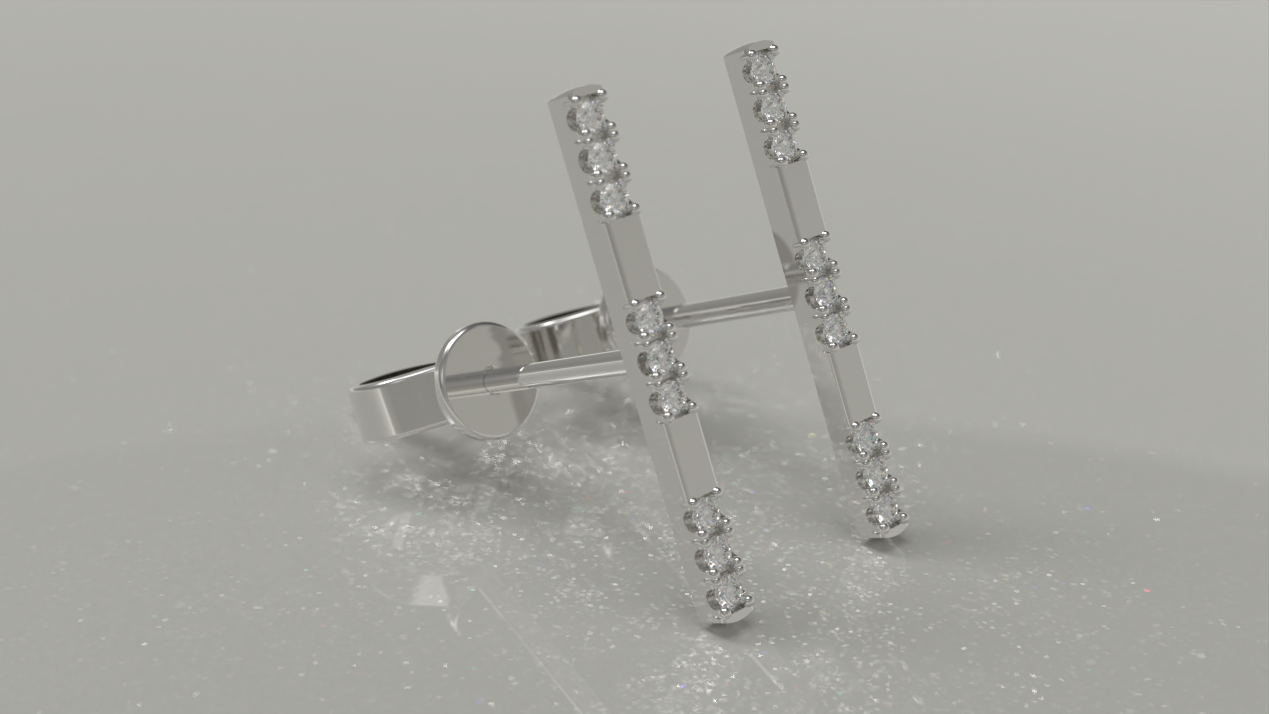 Double Bar Stud Earrings 0.19ctw