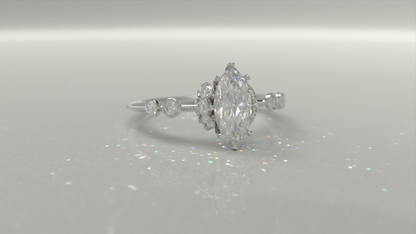 Marquise Cut Pave Halo Engagement Ring 0.72ctw