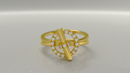 Yellow Gold Cylinder Ring 0.2ctw