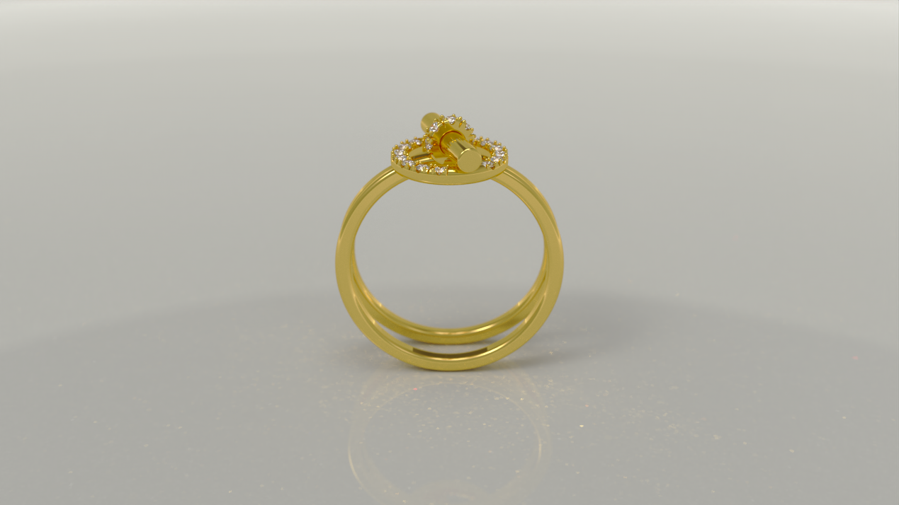 Yellow Gold Cylinder Ring 0.2ctw