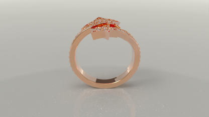 Yellow Gold Double Star Ring 0.90ctw