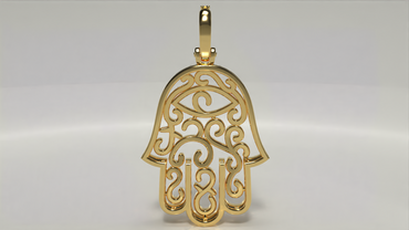 18k Yellow Gold Hamsa Pendant 1.04ctw