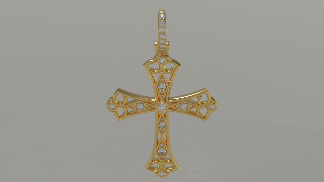 18k Yellow Gold Cross 0.54ctw