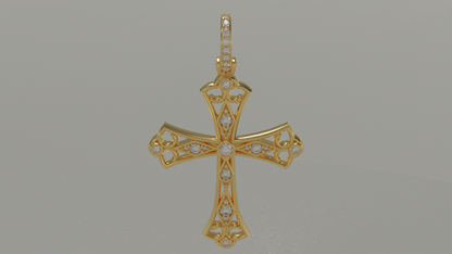 18k Yellow Gold Cross 0.54ctw