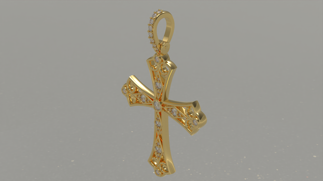 18k Yellow Gold Cross 0.54ctw