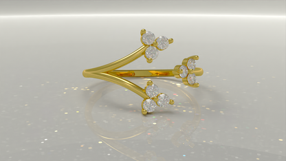 Flower Cuff Ring 0.32ctw