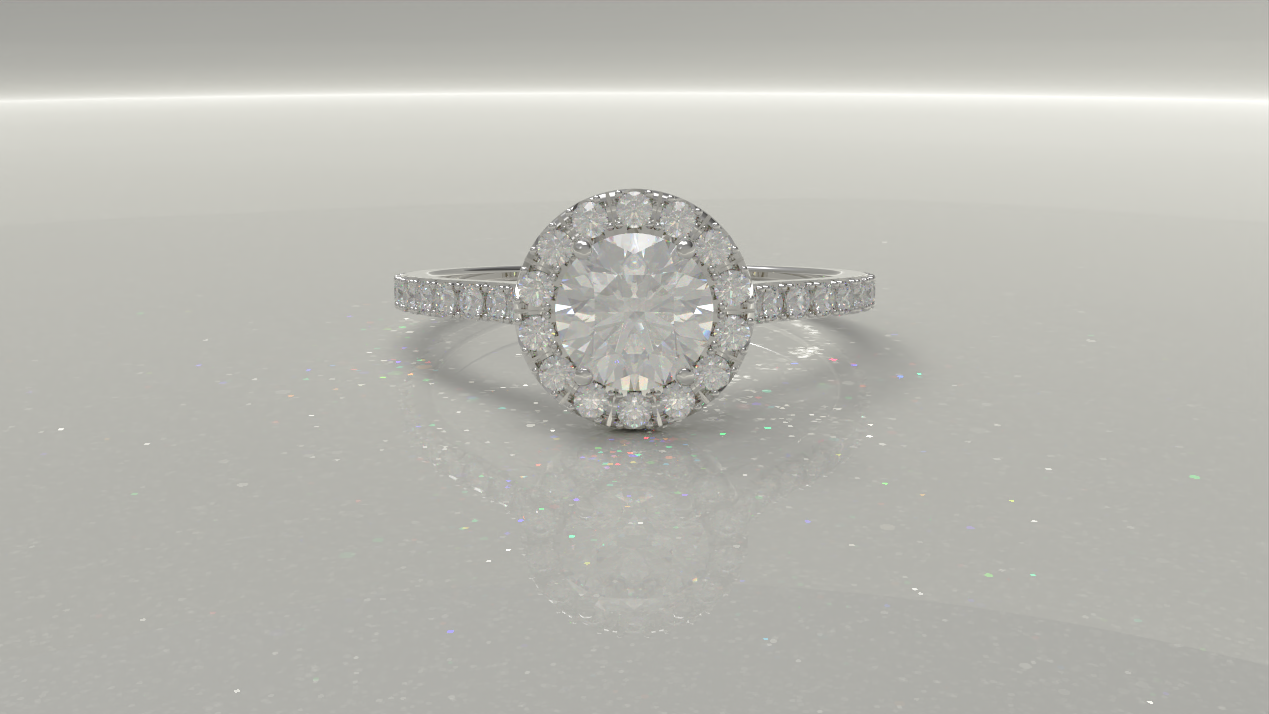 Round Cut Halo Channel Engagement Ring 1.24ctw