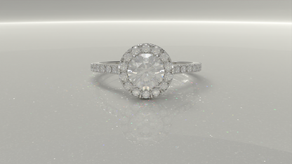 Round Cut Halo Channel Engagement Ring 1.24ctw