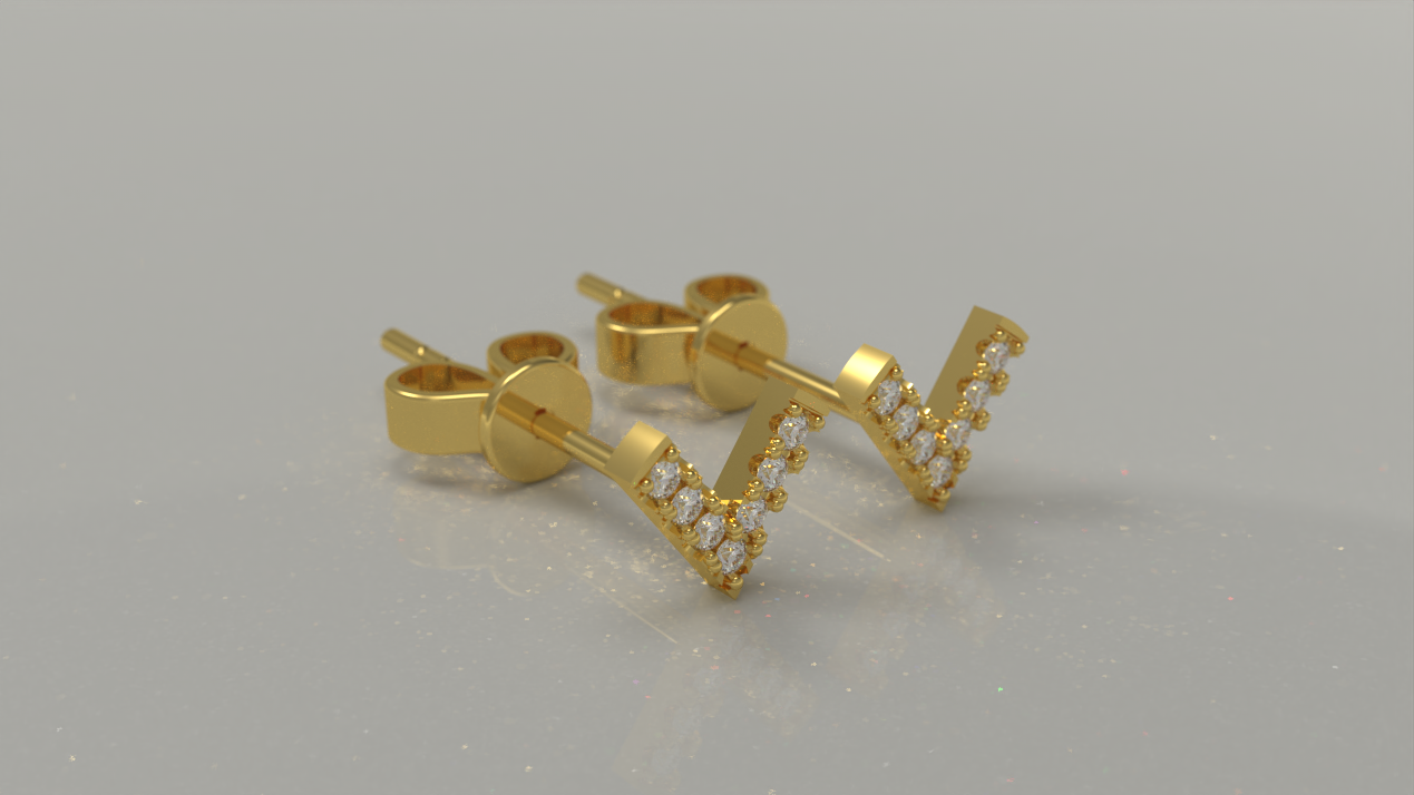 "V" Stud Earrings 0.19ctw