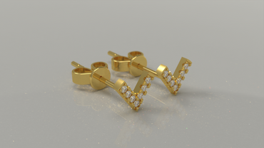 "V" Stud Earrings 0.19ctw