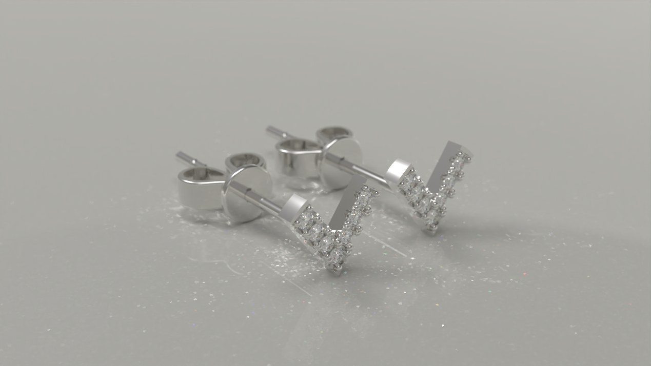 "V" Stud Earrings 0.19ctw