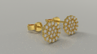 Yellow Gold Stud Earrings 0.82ctw