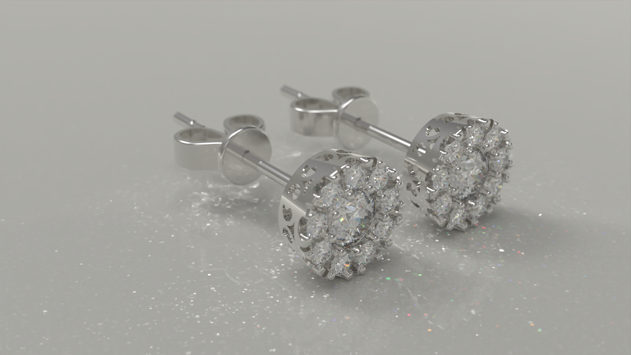 Halo Stud Earrings 1.32ctw