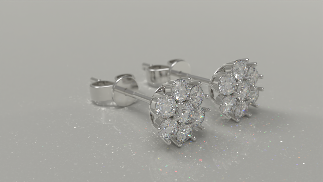 Cluster Stud Earrings 1.68ctw