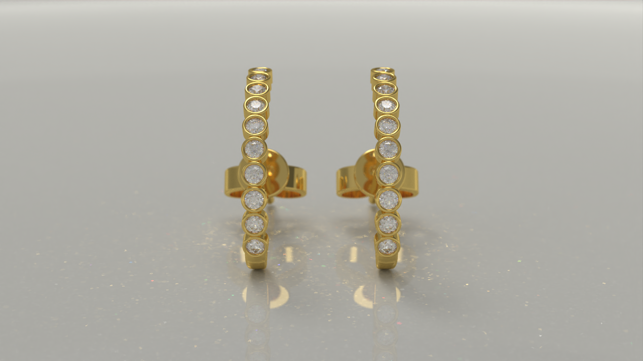 Curved Bar Stud Earrings 0.41ctw