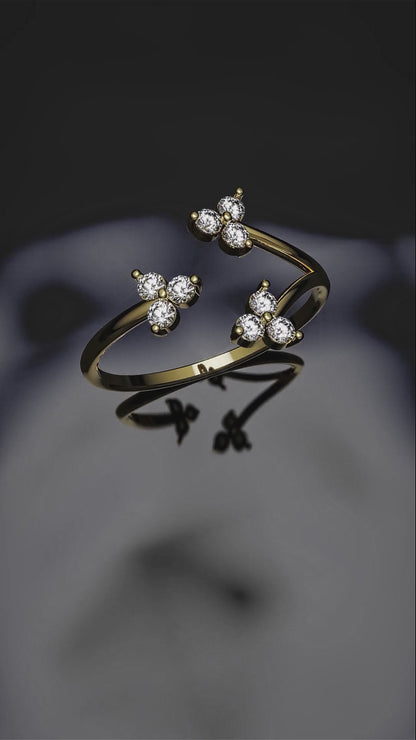 Flower Cuff Ring 0.32ctw