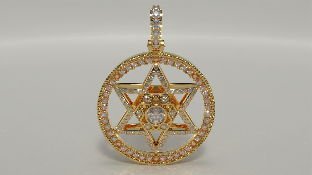 18k Yellow Gold Pentagram Pendant 1.84ctw