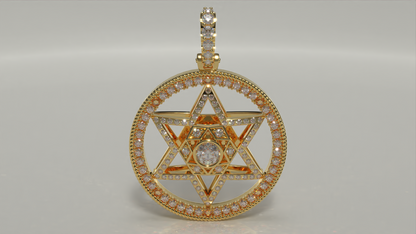 18k Yellow Gold Pentagram Pendant 1.84ctw