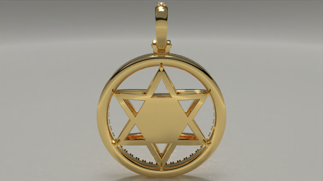 18k Yellow Gold Pentagram Pendant 1.84ctw