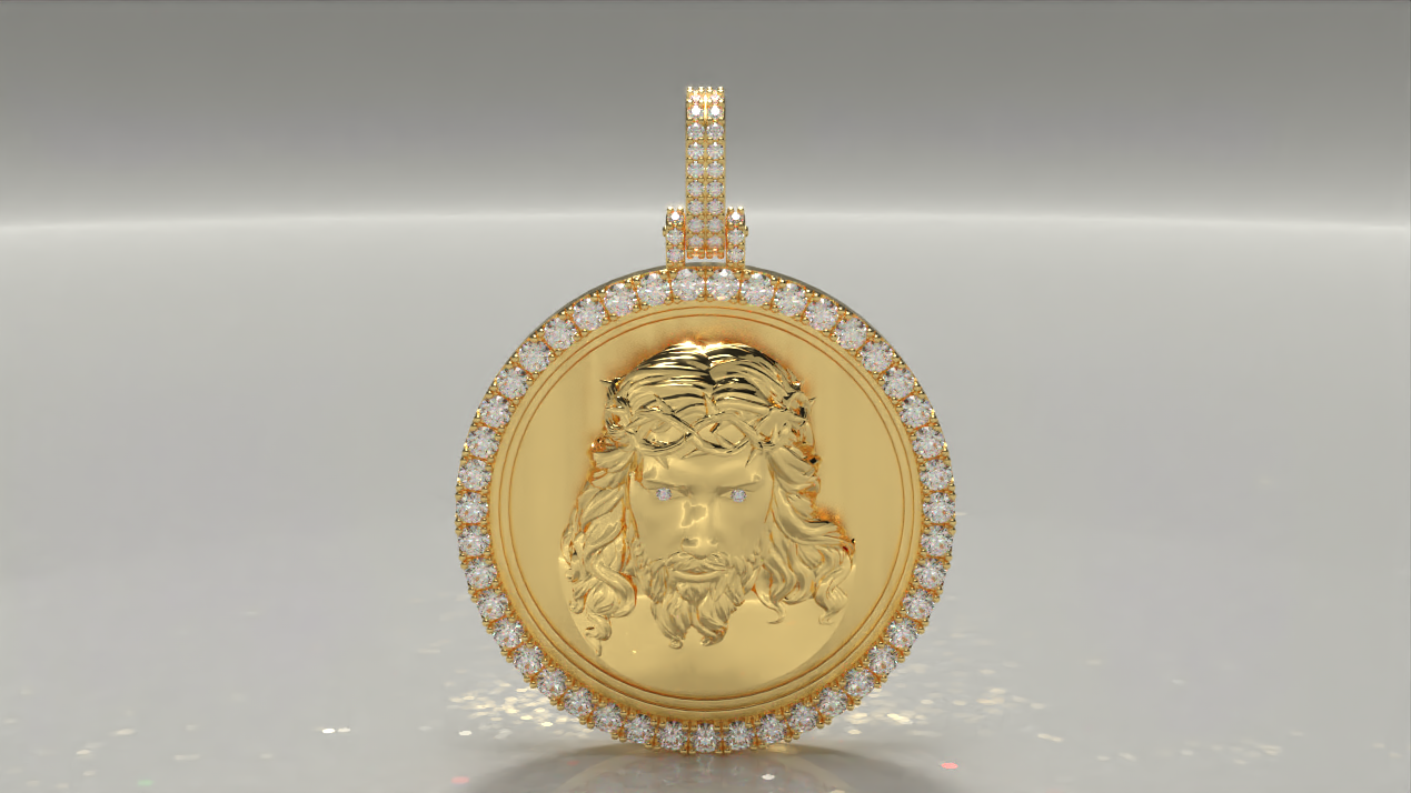 18k Amulet Jesus Piece 4.74ctw