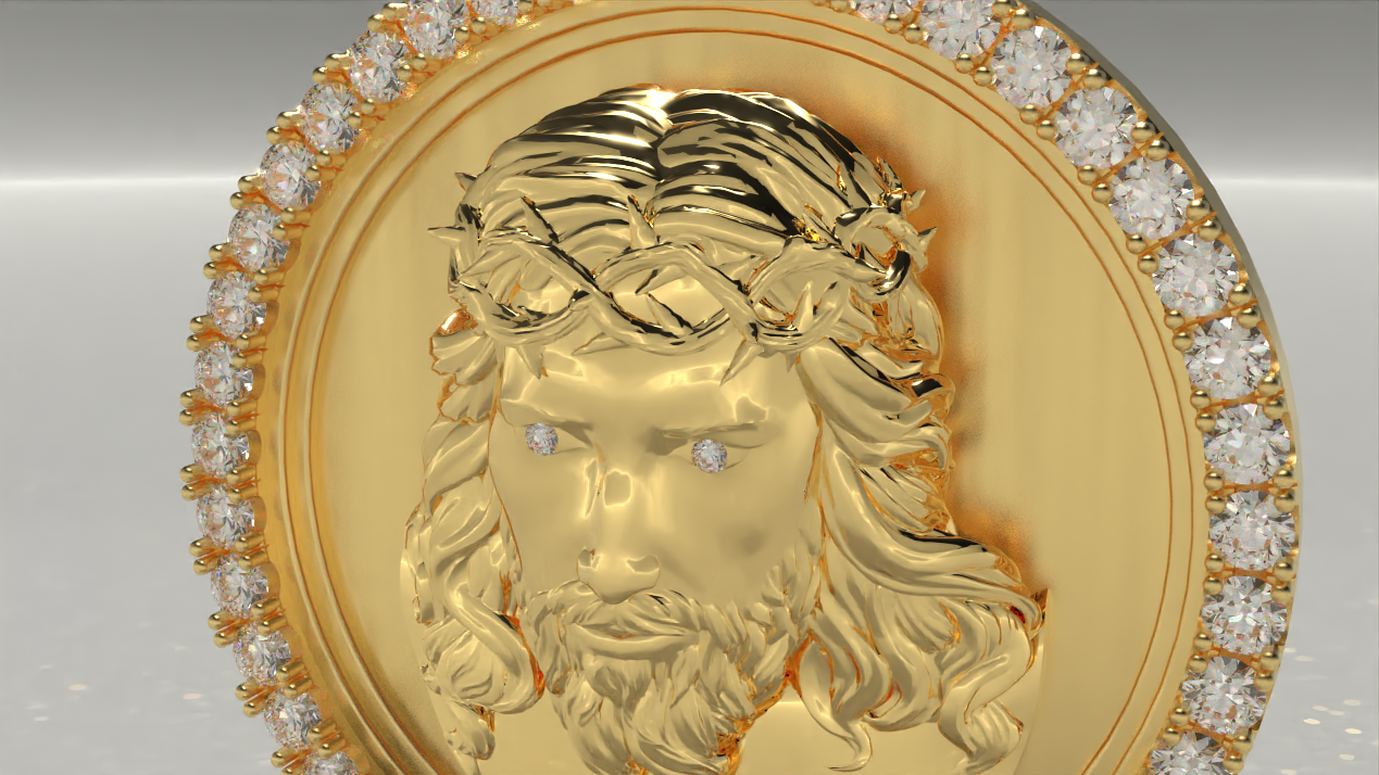 18k Amulet Jesus Piece 4.74ctw